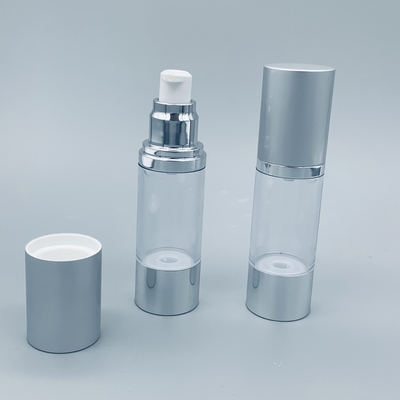 Ασημένια διαφανής PP χωρίς αέρα λοσιόν αντλιών ουσία λοσιόν μπουκαλιών καλλυντική συσκευάζοντας